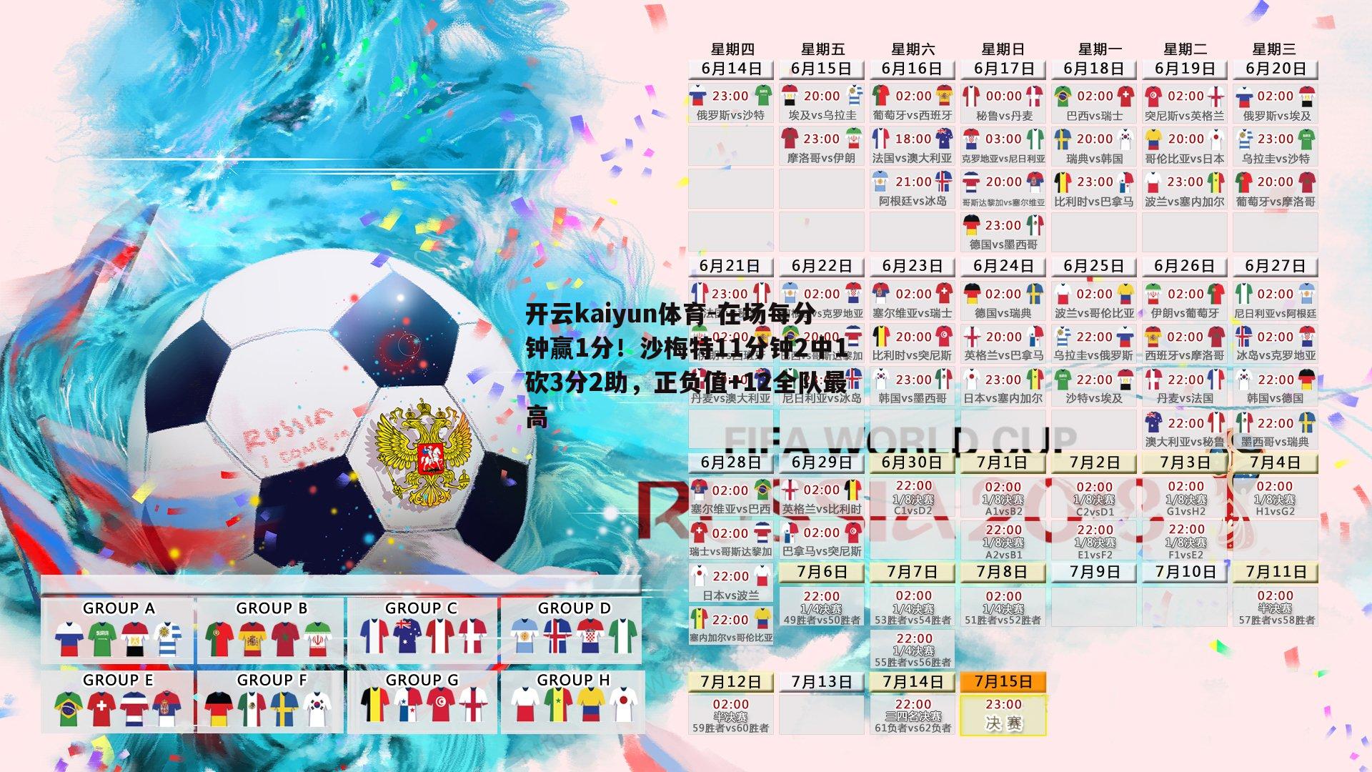 在场每分钟赢1分！沙梅特11分钟2中1砍3分2助，正负值+12全队最高